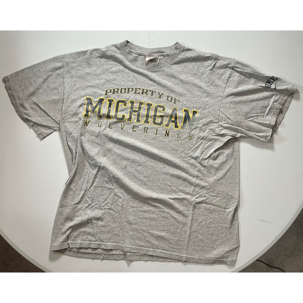 VTG USA Made Nike Michigan Wolverines T Shirt Men L Grey Preppy 90s